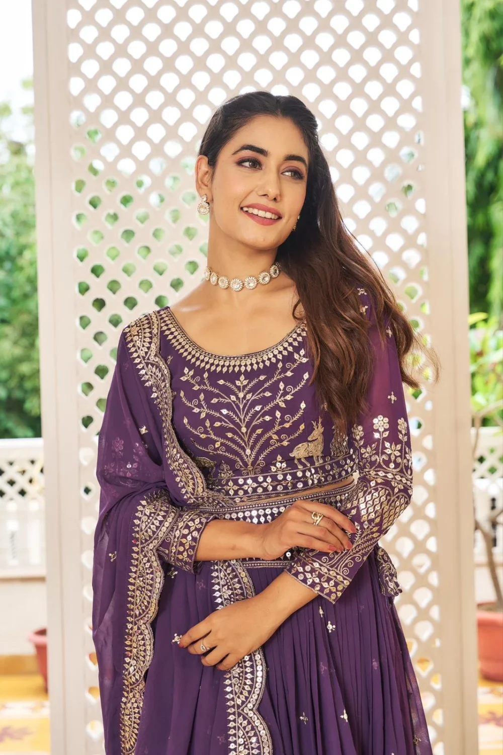 Festive Wear Lehenga Choli in Purple Color