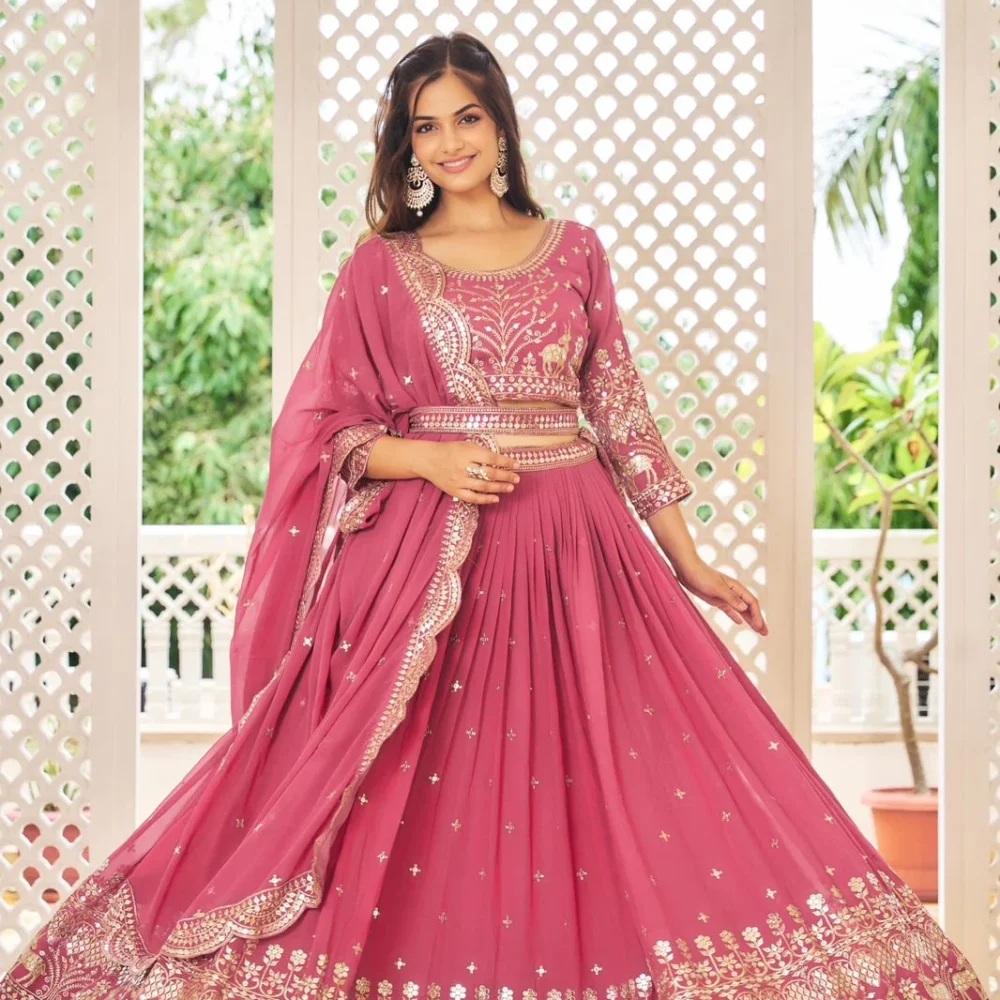 Festive Wear Lehenga Choli in Baby Pink Color