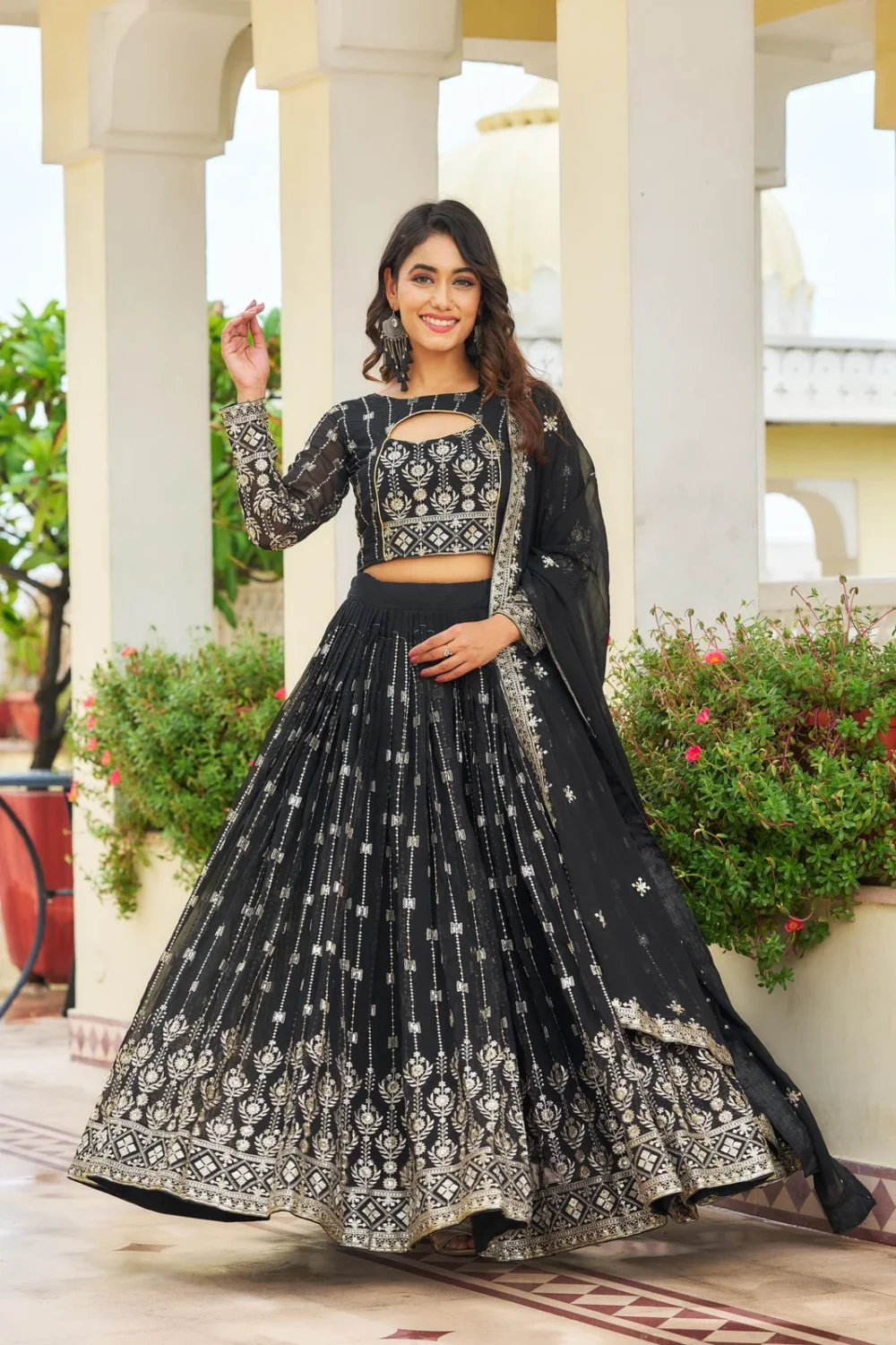 Navratri Special Black Color Lehenga Choli