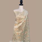 Banarasi Mysore Silk Saree White Colour by Ardhaangini