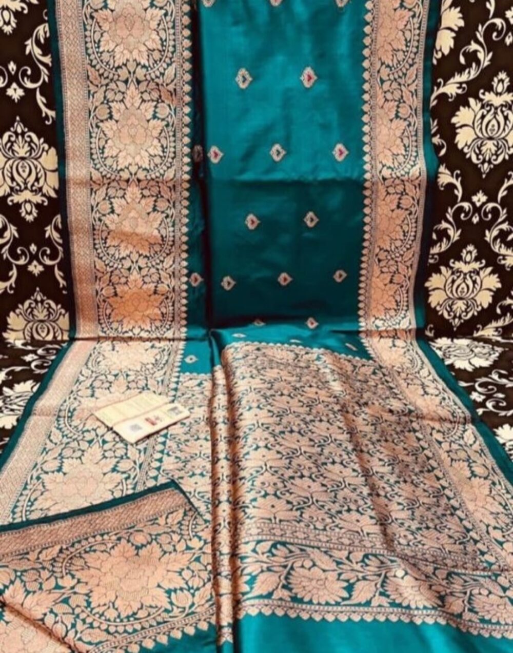 Mysore Silk Teal Blue Color Saree