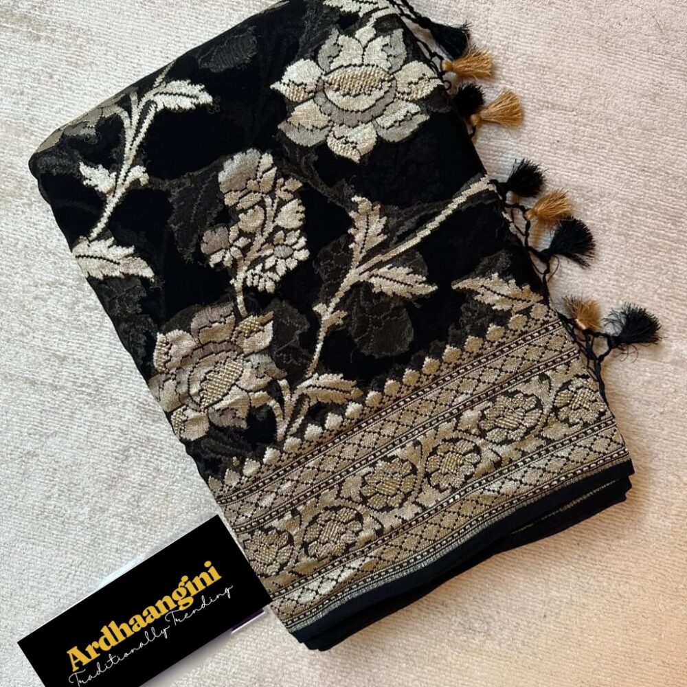 banarasi semi georgette black color saree