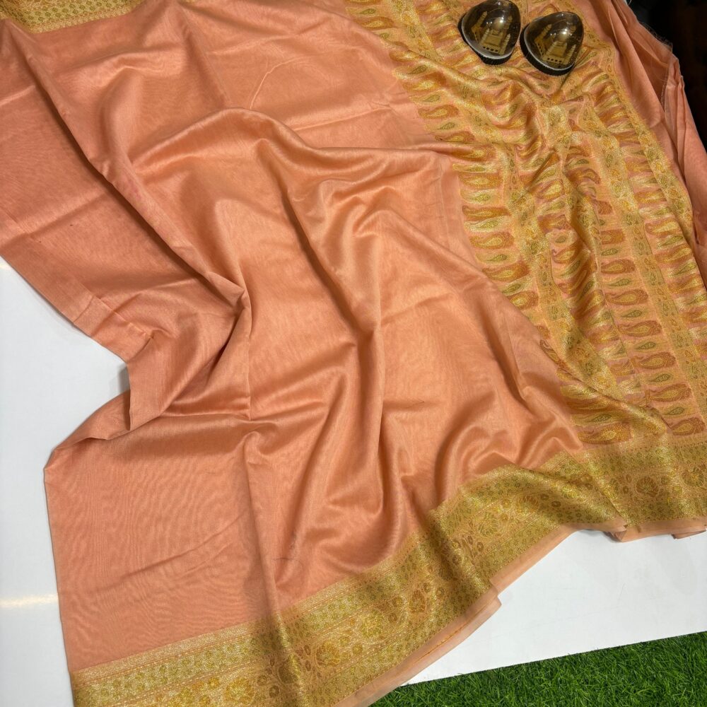 Banarasi Semi Chiffon Saree in Peach Color