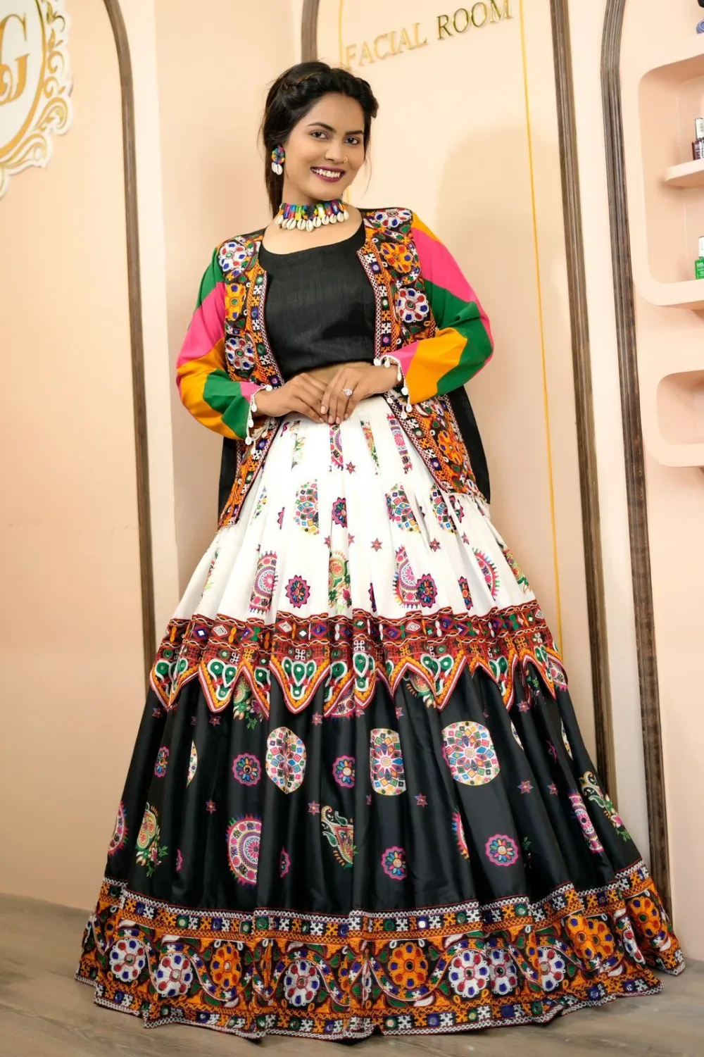 Embroidery and Digital Print Lehenga Choli with Koti