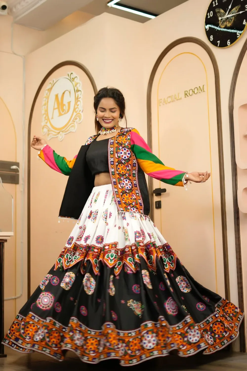 Embroidery and Digital Print Lehenga Choli with Koti
