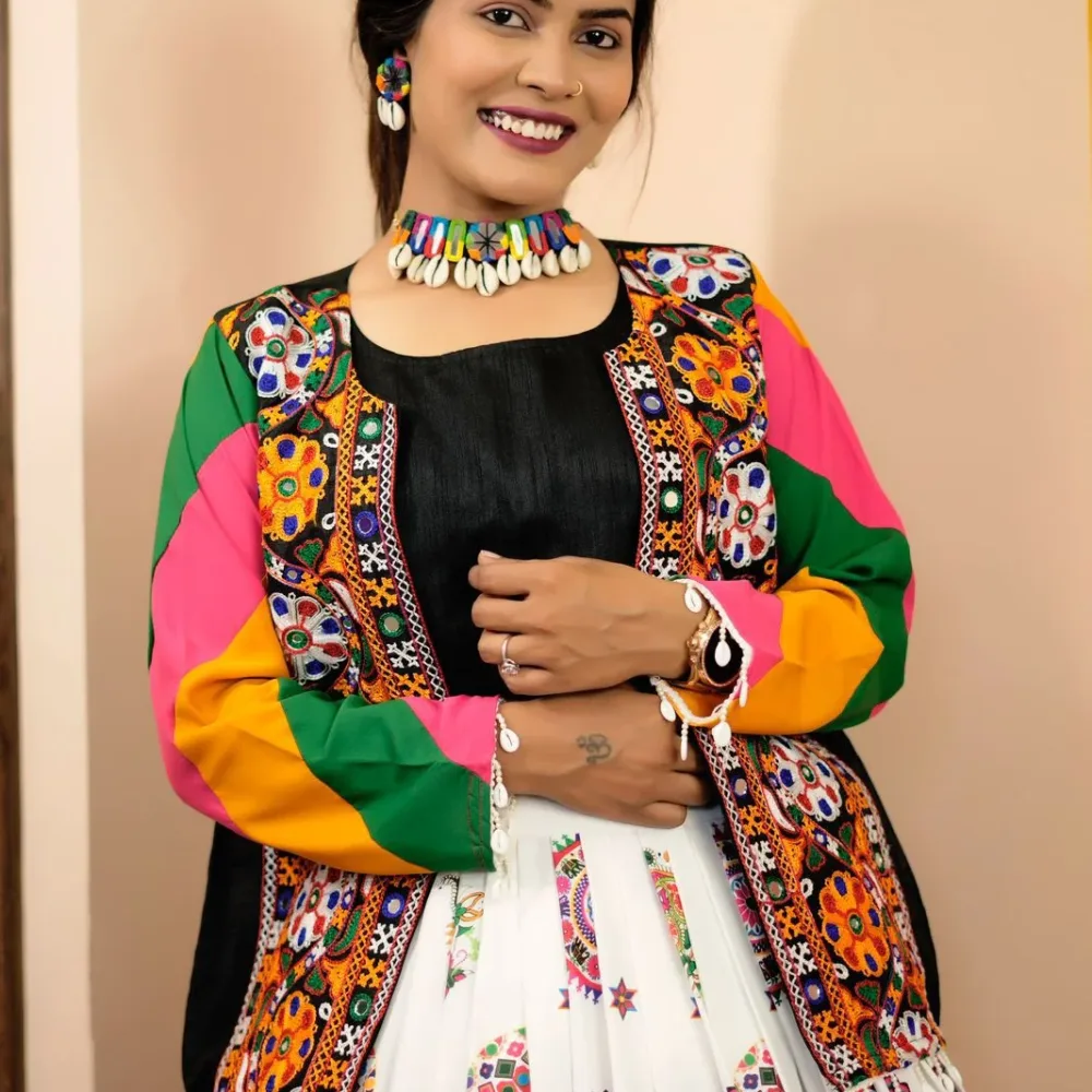 Embroidery and Digital Print Lehenga Choli with Koti