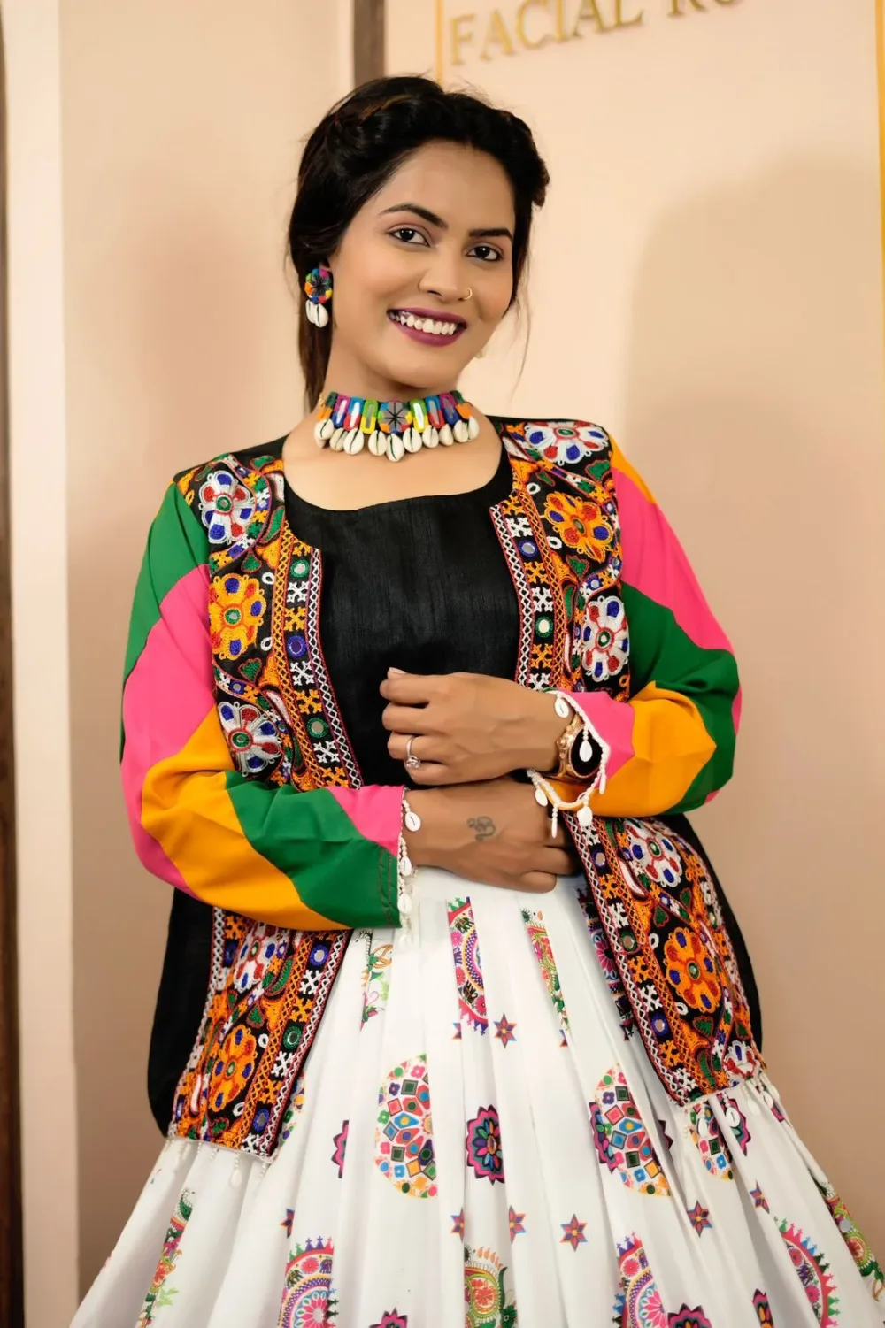 Embroidery and Digital Print Lehenga Choli with Koti