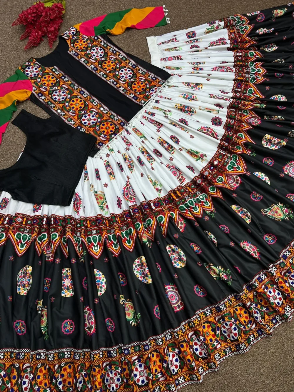 Embroidery and Digital Print Lehenga Choli with Koti
