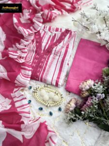 Heavy Faux Georgette Pink Color Three Piece Salwar Suit Set with Bottom and Dupatta By Ardhaangini