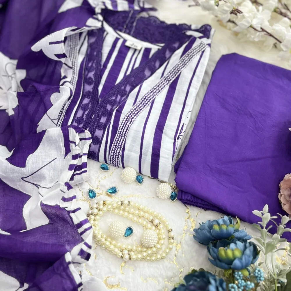 Heavy Faux Georgette Blue Color Three Piece Salwar Suit Set with Bottom and Dupatta By Ardhaangini