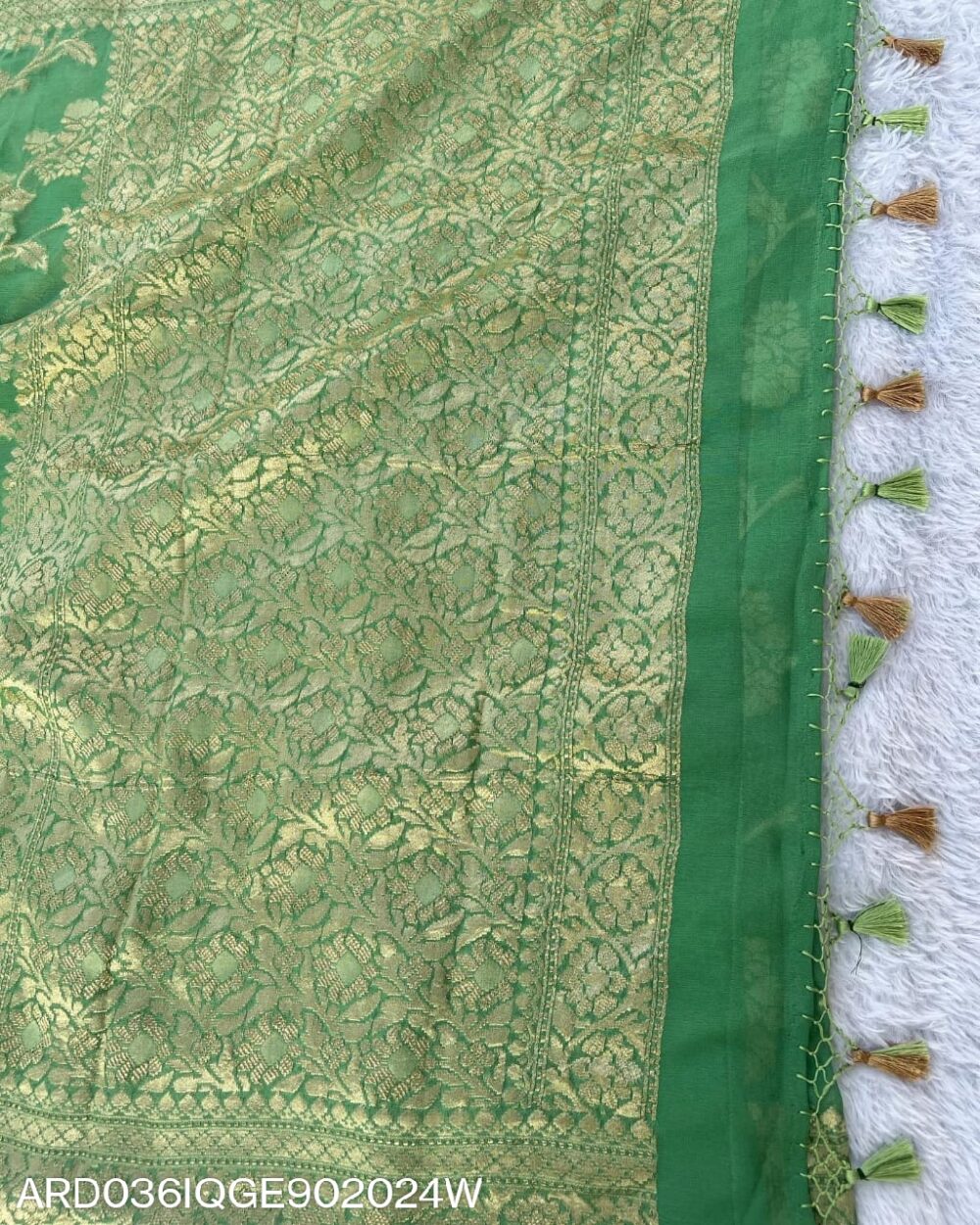 Banarasi Semi Georgette Green Color Saree