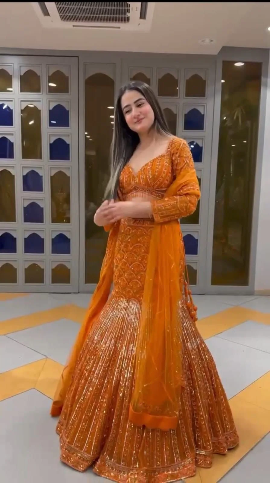 Four Meter Flared Embroidery and  Sequins Work Lehenga By Ardhaangini