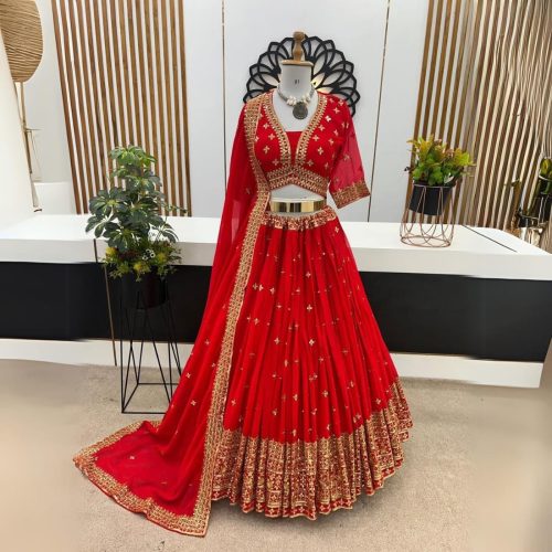 Wedding Collection Lehenga Choli with Full Heavy Embroidery Sequence Work