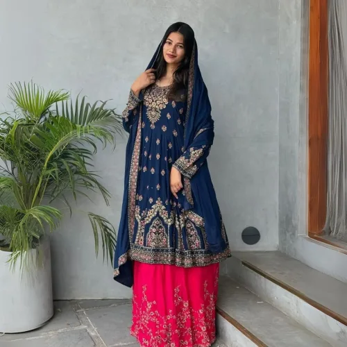 Designer Party Wear Heavy Faux Georgette Top Lehenga with Dupatta